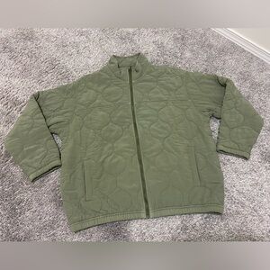 American Eagle quilt jacket women large Fullzip military green